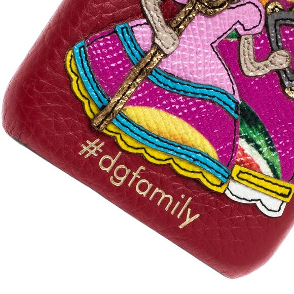 Dolce & Gabbana Red Leather Embellished #dgfamily Patch Iphone 6 Case - Picture 4 of 4